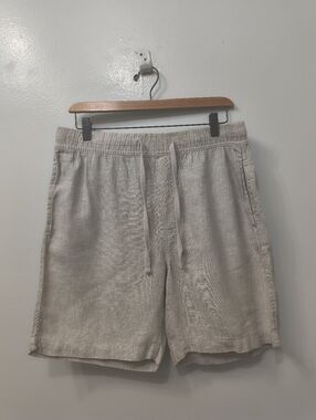 Caribbean Joe Beige Linen Shorts Men's M Beach Golf Minimalist Casual Vacation